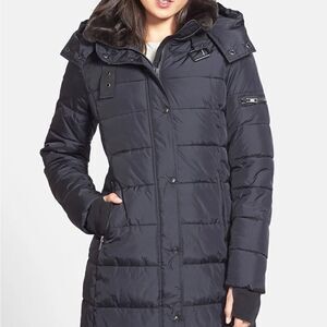 S13 NYC Gramercy Black Quilted Long Poly Fill Parka Womens Sz M